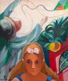 Cícero Dias, Menina e Menino com Pipa, óleo sobre tela