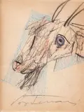 Cabeça de Cabrito by Candido Portinari, 1946, lápis de cor sobre papel, offered Jun 2019