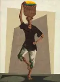 Clóvis Graciano, Homem com Balaio, 1965, guache sobre papel