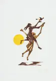 Clóvis Graciano, Figura com Pássaro, 1980, litografia sobre papel
