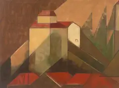 Carlos Scliar, Paisagem XXX (Redescoberta de Ouro Preto em 1973), 1973, vinil sobre placa