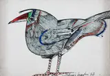 Aldemir Martins, Pássaro, 1987, técnica mista sobre papel
