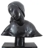 Victor Brecheret, Cabeça Tocadora de Guitarra, escultura em bronze
