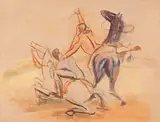 Dois Cavaleiros Lutando by Ernesto de Fiori, aquarela sobre papel, offered Mar 2019