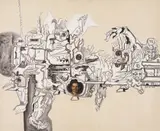 Homens e Máquinas by Gessiron Alves Franco, 1969, óleo sobre tela, offered Mar 2019