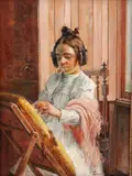 Helena Bordando by Oscar Pereira da Silva, óleo sobre tela, offered Mar 2019