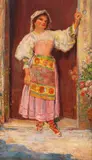 Figura Feminina by Oscar Pereira da Silva, óleo sobre madeira, offered Mar 2019