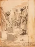 Cena de Guerra by Oscar Pereira da Silva, grafite e aquarela sobre papel, offered Mar 2019