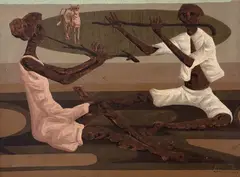 Flautistas by Clóvis Graciano, 1967, óleo sobre tela, offered Nov 2018