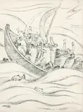 Naufrágio by Fulvio Pennacchi, 1948, desenho à carbono sobre papel, offered Nov 2018
