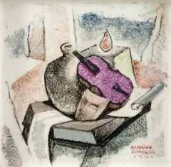 Sem Título by Arnaldo Barbosa, 1941, pintura em baixo esmalte sobre azulejo, offered Nov 2018