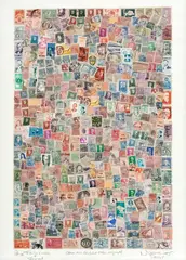 Nelson Leirner, Selos, 2004, colagem com selos de correio