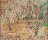 Árvores e Menina com Criança no Colo by Anita Malfatti, pastel sobre papel, offered Nov 2018