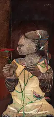Karl Plattner, Moça e Flor, 1956, bico de pena sobre papel