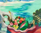 Cícero Dias, Frutas Com Praia ao Fundo, óleo sobre tela