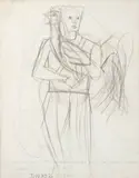 Homem com Galo by Candido Portinari, 1956, grafite sobre papel, offered Nov 2018