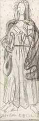 Santa Cecília by Candido Portinari, 1957, grafite, crayon e sanguínea sobre papel, offered Nov 2018