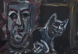 Iberê Camargo, Mulher e Gato, 1984, acrílica e óleo sobre tela