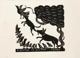 A Raposa e a Galinha by Jose Borges, 1980, xilogravura sobre papel, offered Nov 2018