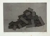 Fallen Stack by Jon Davison, 1974, gravura em metal sobre papel, offered Nov 2018