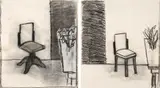 Cadeira by Eleonore Koch, carvão e colagem sobre papel, offered Nov 2018