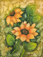 Girassol by R. S. Jane, óleo sobre tela, offered Aug 2018