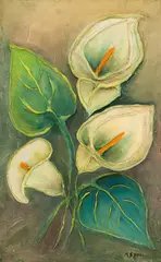 Copo de Leite by R. S. Jane, óleo sobre tela, offered Aug 2018