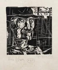 Operário by Livio Abramo, 1935, xilogravura sobre papel, offered Aug 2018