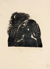Eu vi a Lua by Walter Lewy, 1943, xilogravura sobre papel, offered Aug 2018