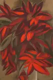 Flores Vermelhas by Carlos Scliar, 1977, vinil e colagem encerado sobre tela, offered Aug 2018