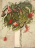 Flores by Carlos Scliar, 1978, vinil e colagem encerado sobre tela, offered Aug 2018
