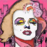 Roberto Camasmie, New York in Gold Marilyn, técnica mista, folha de ouro, acrílico tinta relevo