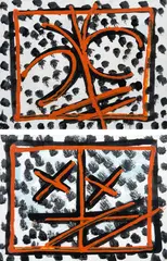 Sem Título - Série Africana (Díptico) by Artur Barrio, 1982, técnica mista sobre papel, offered Aug 2018