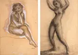 Antonio Gomide, Mulher Sentada, carvão com guache sobre papel