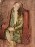 Lasar Segall, Jovem de Vestido Verde, 1953, aquarela e guache sobre papel