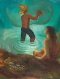 Antonio Gomide, Luar em Paraty, óleo sobre madeira