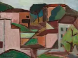 Casario com Paisagem by Aldo Bonadei, 1972, óleo sobre madeira, offered Aug 2018