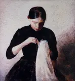 Moça costurando, a partir de Vilhelm Hammershoi by Vik Muniz, 2006, impressão cromogênica, offered Aug 2018