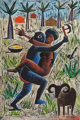 Rapto de Oxum por Xangô by Carybé, 1980, matriz em madeira, offered Aug 2018
