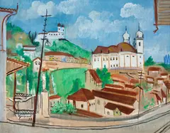 Cidade de Ouro Preto by Alberto da Veiga Guignard, 1959, óleo sobre madeira, offered Aug 2018