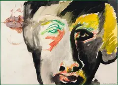 Face by Rubens Gerchman, 1972, técnica mista sobre papel, offered Jun 2018