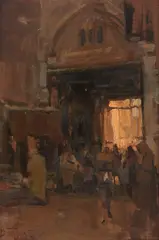 Mercado Árabe by Dario Mecatti, 1940, óleo sobre placa, offered Jun 2018