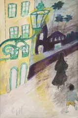 Rua com Pedestres e Lampião by Gilberto Freyre, óleo sobre tela, offered Jun 2018