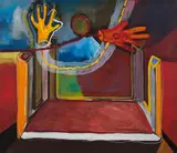Rinaldo J. Silva, Trajetória das Mãos Soltas Sobre a Mesa Virada, 1992, acrílica sobre tela