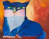 Gato azul by Aldemir Martins, 1995, acrílica sobre tela, offered Jun 2018
