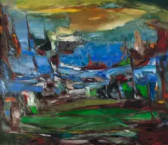 No Lugar dos Palácios Deserto em Ruinas by Wega Nery, 1970, óleo sobre tela, offered Jun 2018