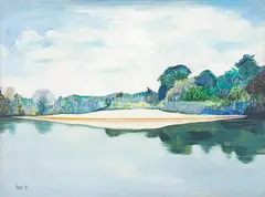 Paisagem com Rio by Sepp Baendereck, 1984, óleo sobre tela, offered Apr 2018