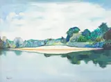Sepp Baendereck, Paisagem com Rio, 1984, óleo sobre tela