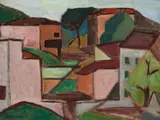 Casario com Paisagem by Aldo Bonadei, 1972, óleo sobre madeira, offered Apr 2018