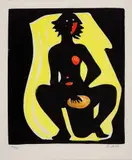 Di Cavalcanti, Mulher Tocando Tambor, serigrafia com intervenção à guache
